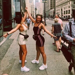 Bodycon black dress with red and white stripes